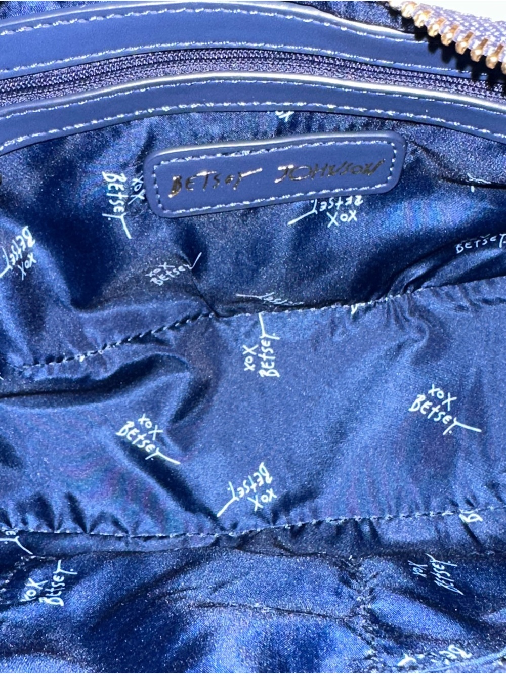 Betsey Johnson Navy Trim Straw Shoulder Bag with a Blue Pom Pom Charm - Picture 12 of 16